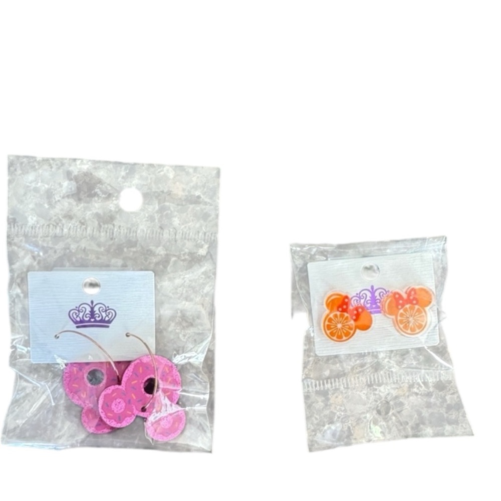 Two pair, brand NEW never-worn Disney Mickey Minnie Ears earrings